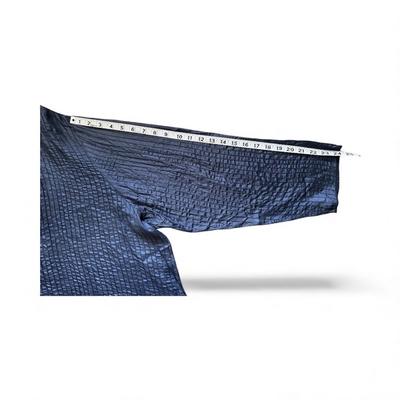 Eileen Fisher Blue Silk Textured Blouse - Picture 4 of 5